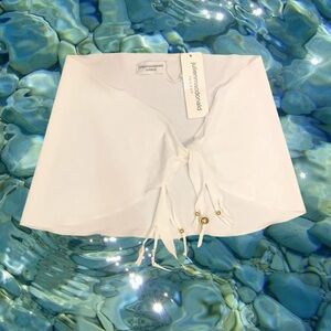 JULIEN MACDONALD of London white swim suit sarong. Fringes have golden beads NWT